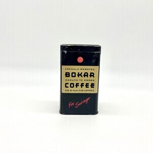 Bokar Coffee Tin Bank Freshly Roasted Ground to Order Vintage Black‎ Decor
